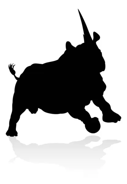 Rhino Rhinoceros Safari Animal Silhouette — Stock Vector