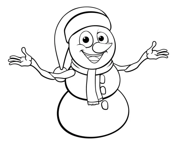 Snowman Christmas Cartoon Character Santa Claus Hat — Stock Vector