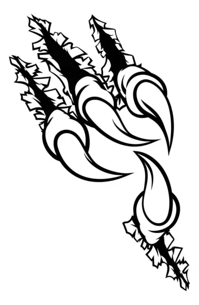 Une Griffe Aigle Déchirant Déchirant Travers Fond Noir Blanc — Image vectorielle