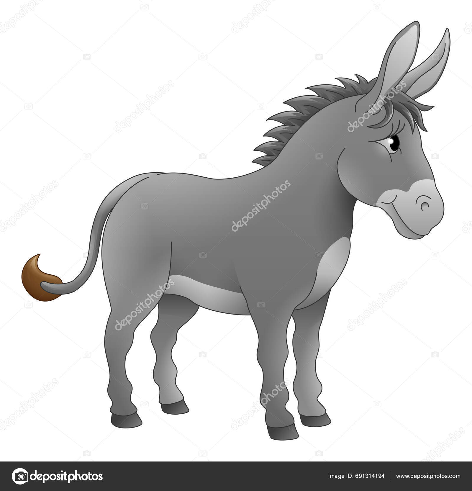 Donkey Animal Cute Cartoon Character Illustration Stock Vector by ...