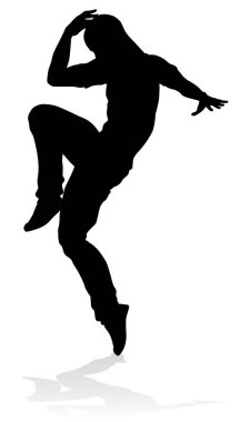 Siluet bir erkek sokak dans hip hop dansçısı