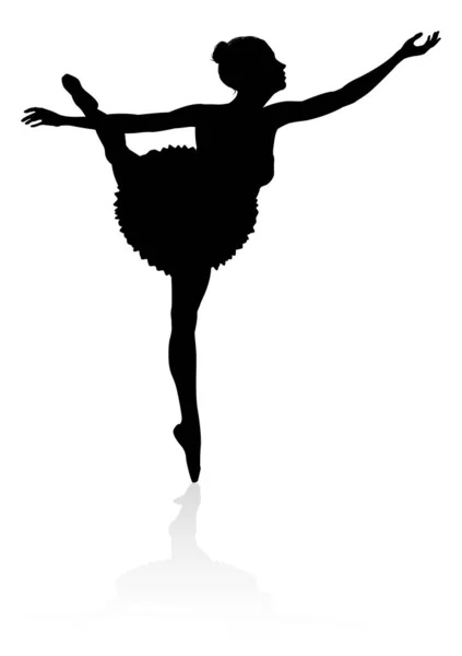 Mulher Dançarina Balé Silhueta Dançando Uma Pose Posição — Vetor de Stock