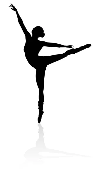 Silhuett Balettdansare Som Dansar Pose Eller Position — Stock vektor