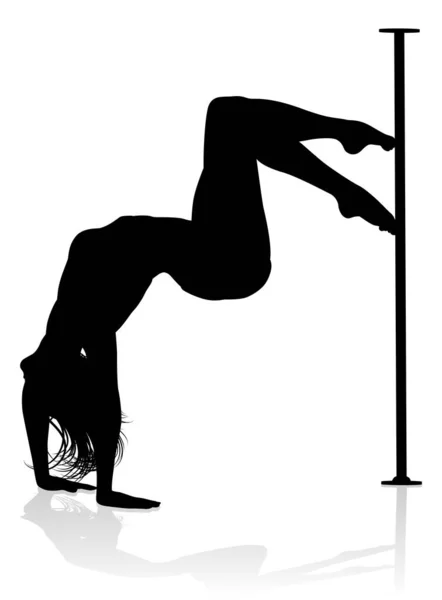 Dansatoare Stâlpi Care Antrenează Pentru Fitness Siluetă — Vector de stoc