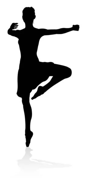 Позиция Танцовщицы Силуэта Балета — стоковый вектор