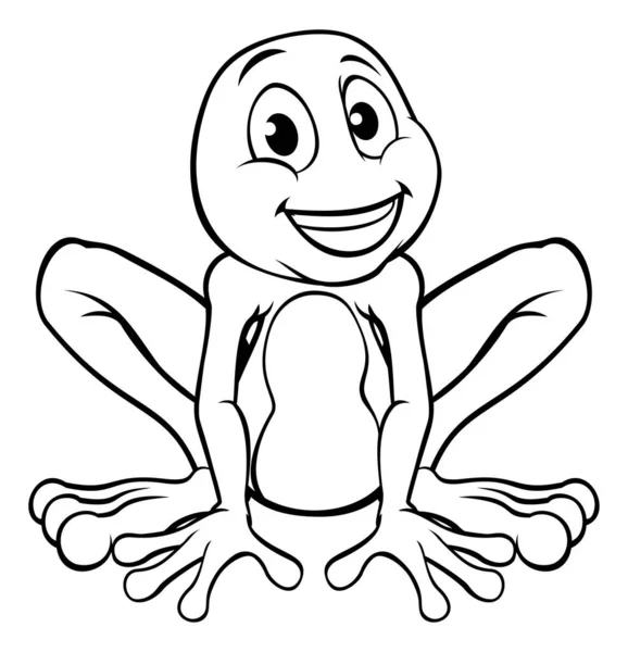 Frog Cute Cartoon Character Mascot Outline — Stock Vector