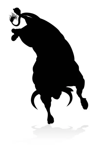 High Quality Detailed Bull Male Cow Cattle Animal Silhouette — Stock Vector