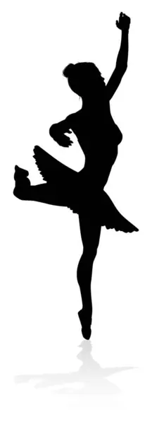 Detaljerad Siluett Balettdansare Som Dansar — Stock vektor