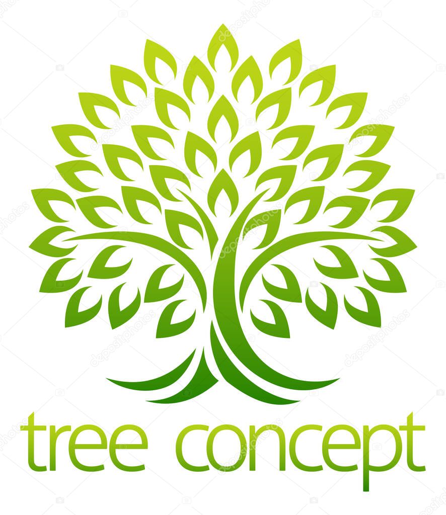 Tree icon concept of a stylised tree with leaves, lends itself to being used with text