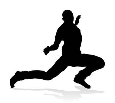 Siluet bir erkek sokak dans hip hop dansçısı