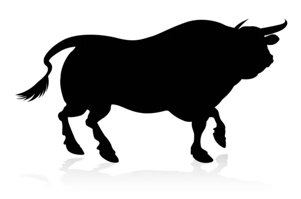 High Quality Detailed Bull Male Cow Cattle Animal Silhouette — Stok Vektör
