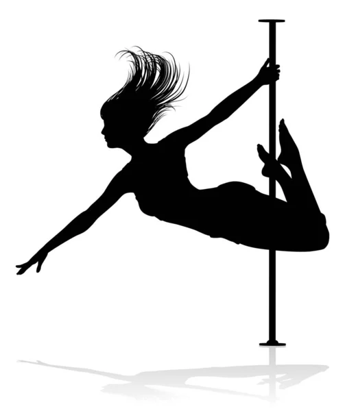 Dansatoare Stâlpi Care Antrenează Pentru Fitness Siluetă — Vector de stoc