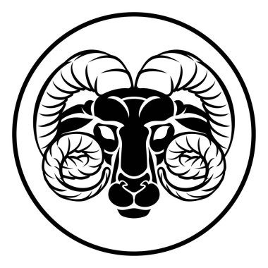 Circle Aries ram horoscope astrology zodiac sign icon clipart