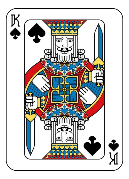 Król Kart Gry Pik Kolorze Żółtym Czerwonym Niebieskim Czarnym Nowego — Wektor stockowy