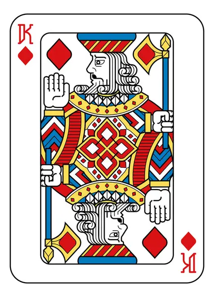 Rey Cartas Diamantes Amarillo Rojo Azul Negro Partir Nuevo Diseño — Archivo Imágenes Vectoriales