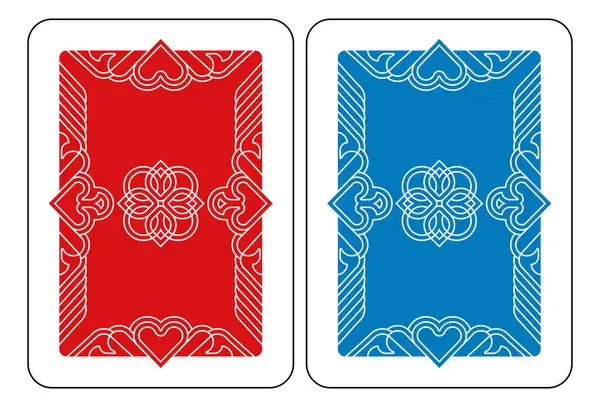 Eine Spielkarte Reverse Back Rot Und Blau Von Einem Neuen — Stockvektor