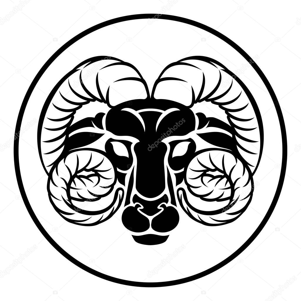 Circle Aries ram horoscope astrology zodiac sign icon
