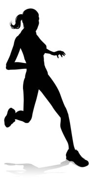 Bir yarış pistinde siluet koşucusu