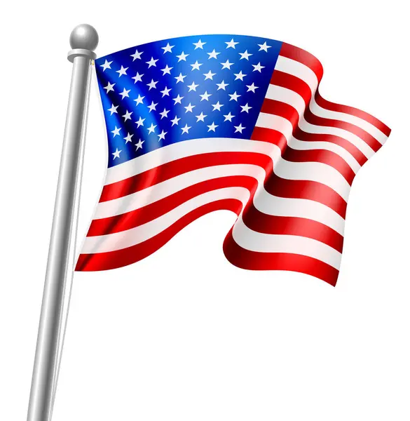 Illustration American Flag Flag Pole — Stock Vector