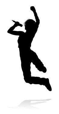 Bir kadın şarkıcı pop, country müzik, rock yıldızı, hatta hipphop rapçisi bile silüette şarkı söylüyor.