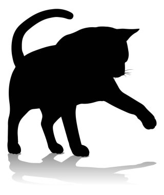 Bir siluet kedi evcil hayvan detaylı grafik