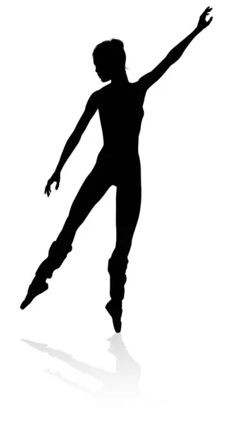 Silhouette Balletttänzerin Frau Tanzt Pose Oder Position — Stockvektor