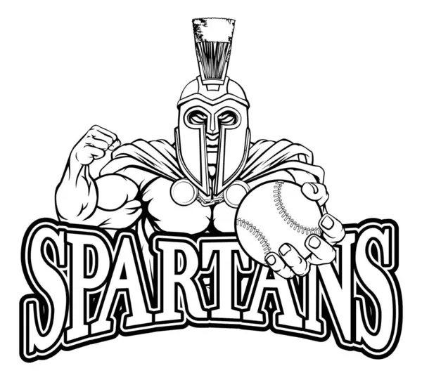 Spartan Trojan Warrior Baseball Sports Mascot Holding Ball — Stock Vector