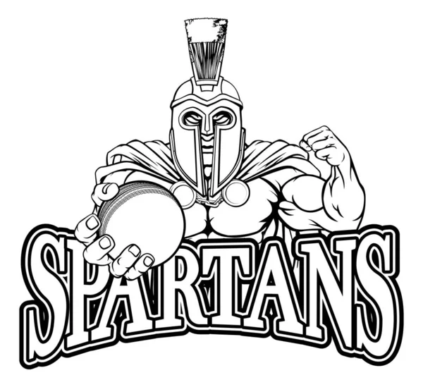 Spartan Trojan Warrior Cricket Sports Mascot Holding Ball — Stock Vector
