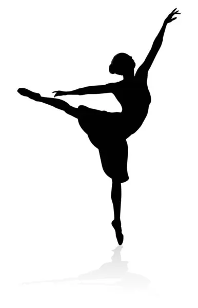 Silhouette Einer Balletttänzerin Die Einer Pose Oder Position Tanzt lizenzfreie Stockvektoren