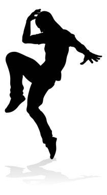 Siluet bir erkek sokak dans hip hop dansçısı