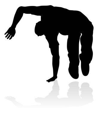 Siluet bir erkek sokak dans hip hop dansçısı