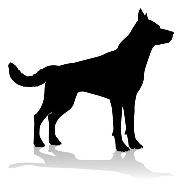 A detailed animal silhouette of a pet dog