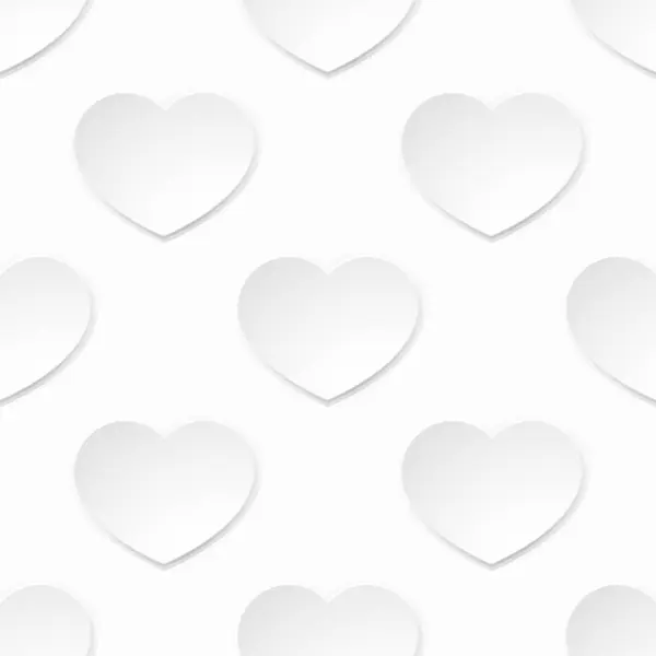 White Paper Heart Seamlessly Tilable Pattern Valentines Day Background — Stock Vector