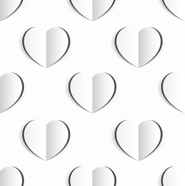 White Paper Heart Seamless Pattern Valentines Day Background — Stock Vector