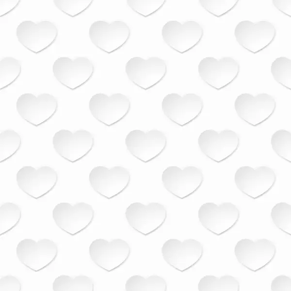 White Paper Heart Pattern Seamless Valentines Day Background — Stock Vector