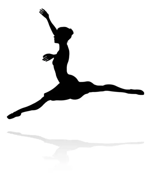 Silhuett Balett Dansare Kvinna Dansar Pose Eller Position — Stock vektor