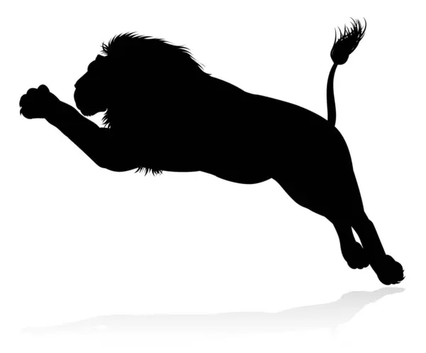 Male Lion Safari Animal Silhouette — Stock Vector