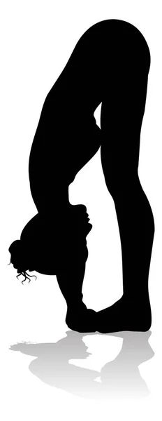 Una Silueta Una Mujer Una Pose Yoga Pilates — Vector de stock