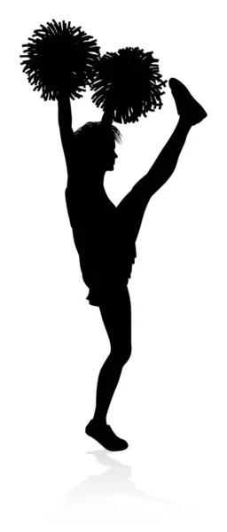 Cheerleader Detailed Silhouette Pom Poms — Stock Vector