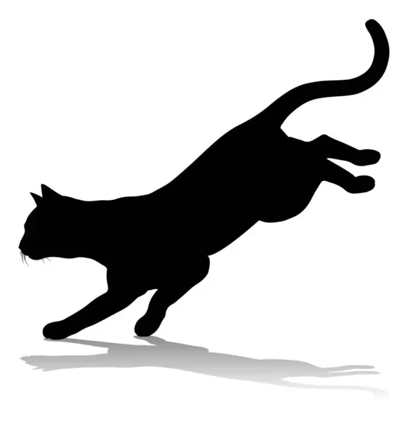 Bir Siluet Kedi Evcil Hayvan Detaylı Grafik Stok Illüstrasyon