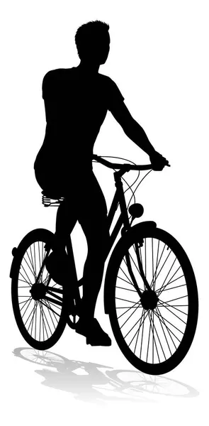 Ein Fahrrad Das Fahrrad Fährt Radfahrer Silhouette lizenzfreie Stockvektoren