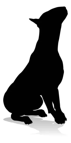 Detailed Animal Silhouette Pet Dog Stok Vektör