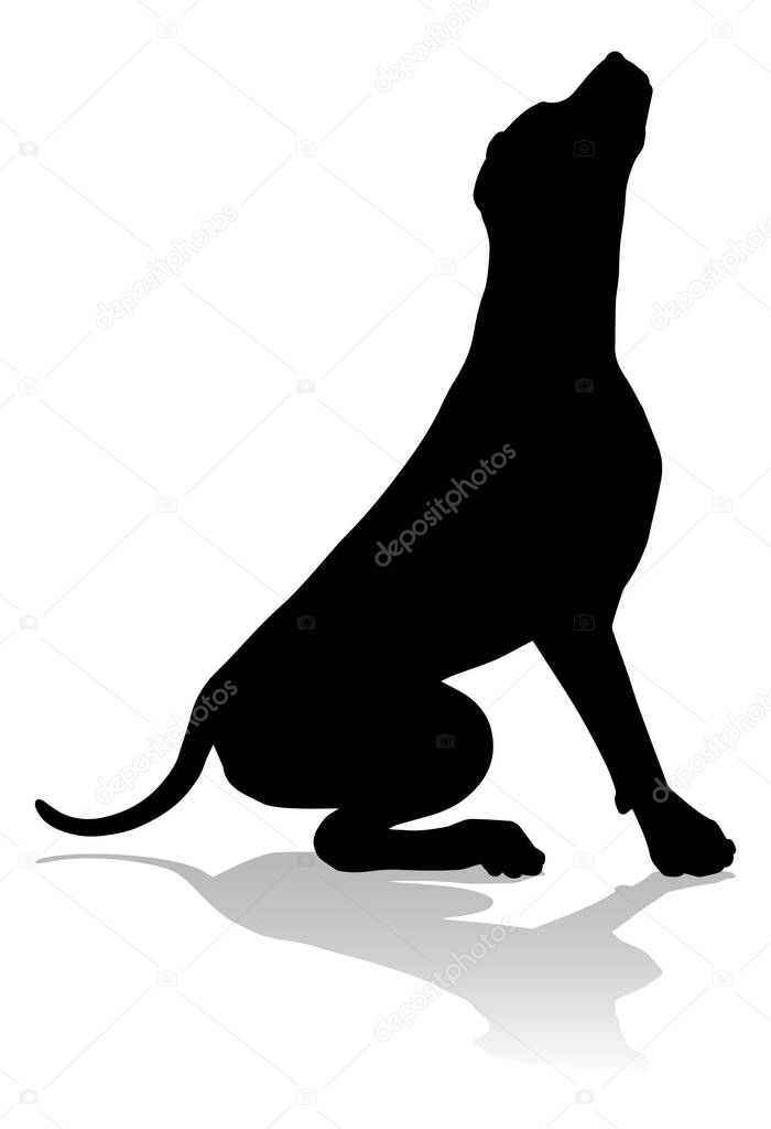 A detailed animal silhouette of a pet dog