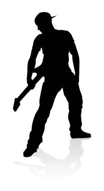 Gitar enstrümanını çalan, siluetli bir gitarist..