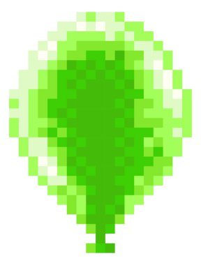 Retro piksel sanatı olan yeşil bir balon simgesi. 8 bit video oyunu tarzı..