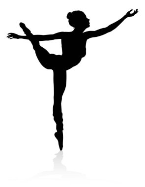 Silhouette ballet dancer woman dancing in a pose or position clipart