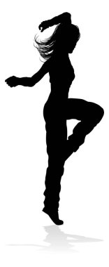 A woman street dance hip hop dancer in silhouette clipart