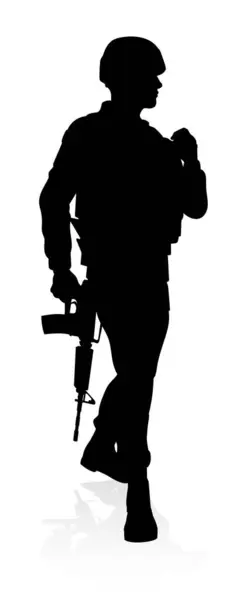 Silhouette Military Armed Forces Army Soldier — Stock Vector