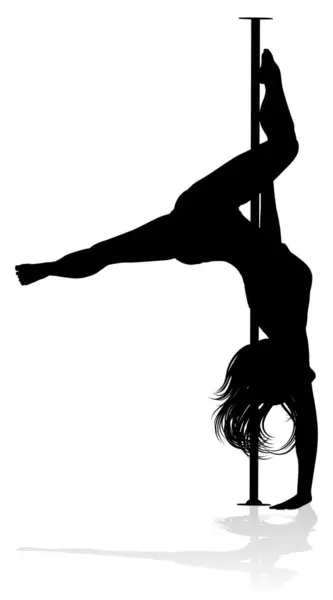 Une Femme Pole Danseuse Faisant Exercice Fitness Silhouette — Image vectorielle