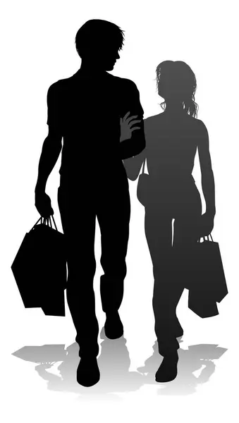Oamenii Silueta Unui Tânăr Bărbat Femeie Probabil Cuplu Sau Soț Ilustrații de stoc fără drepturi de autor